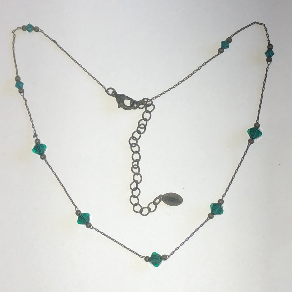 2028 Delicate Green Crystal Station Necklace
